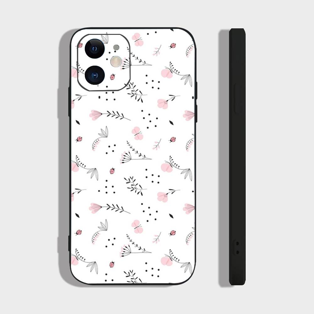 Flowers In Plain Color Phone Case For IPhone 17 Air 16 15 14 13 Pro Max 11 12 Black Silicone Cover IPHONE 13PRO