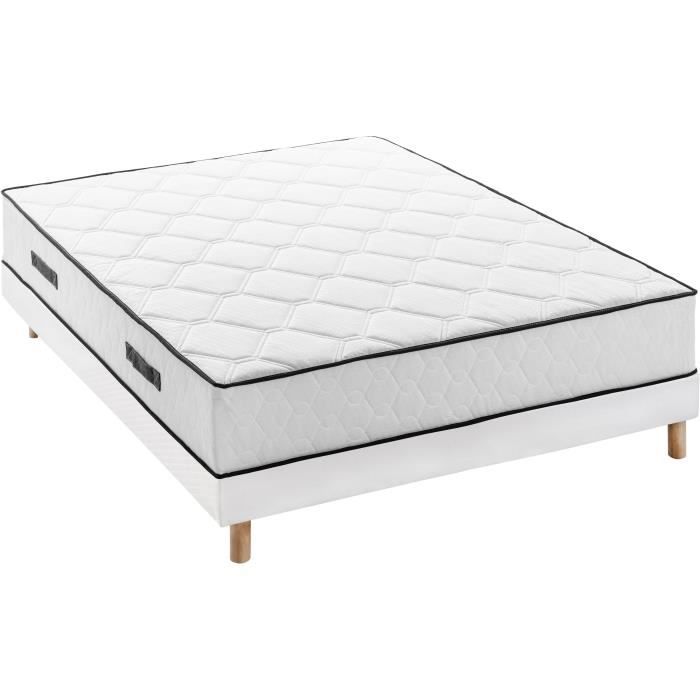 Mattress + Box Spring Set 140 X 190 Cm - Springs - 7 Zones - 27 Cm - Balanced - DEKO DREAM Relaxation