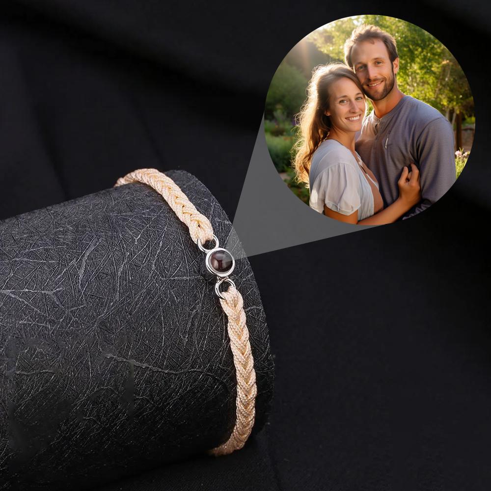 

Браслет с проекцией фотографии на заказ, медная подвеска, плетеный шнур, новинка 2025, романтические рождественские подарки для девушки, мамы Customized Type&Commonly