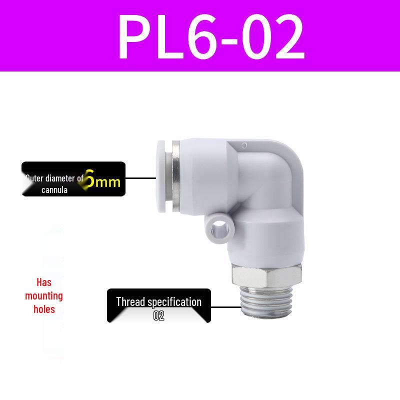 Premium White Male Thread Elbow PL8-02 Pneumatic Connector, 4-M5/6-01/10-03/12-04 Air Tube