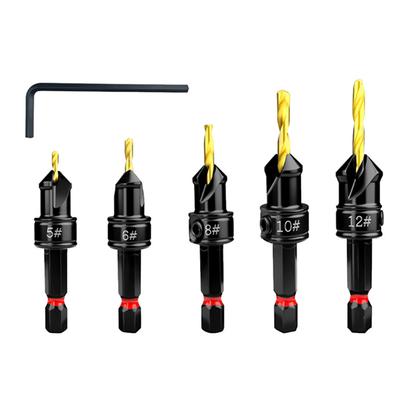 For Woodworking Countersink Bit Pilot Hole Cutter Black As Picture Fits Screws 5- 12 Counter Sleeve For Counterbore