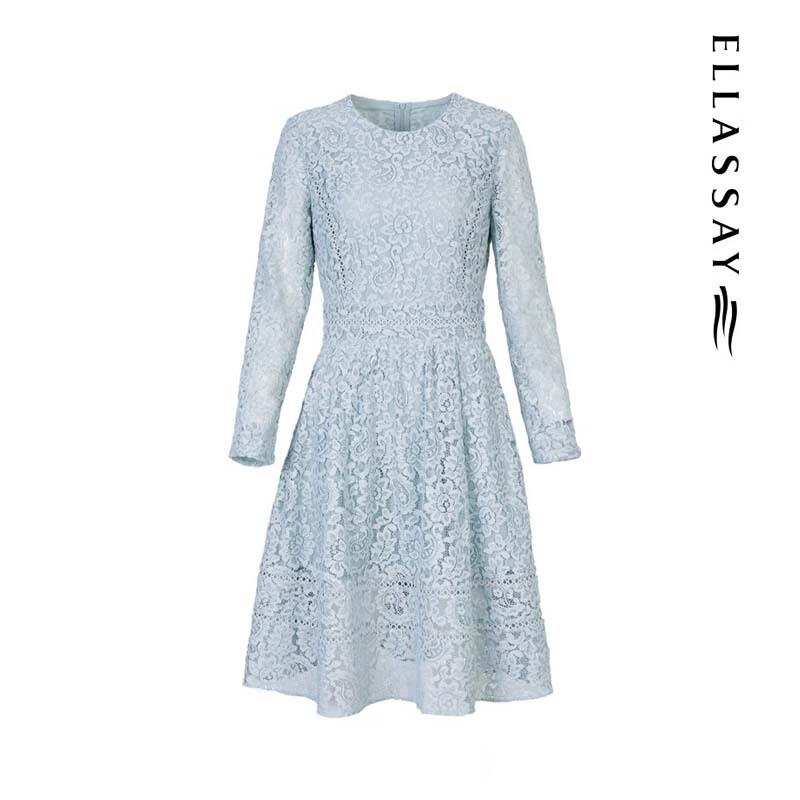 ELLASSAY Women's Sequin Lace Hollow-out Mini Dress