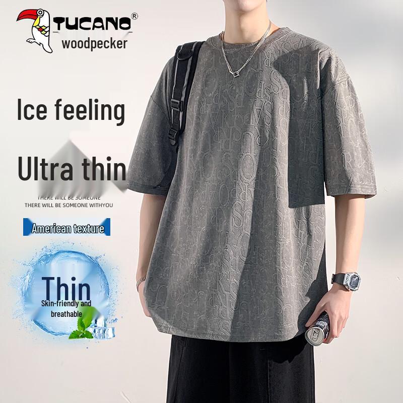 TUCANO Men's Short Sleeve Ice Silk Jacquard T-Shirt