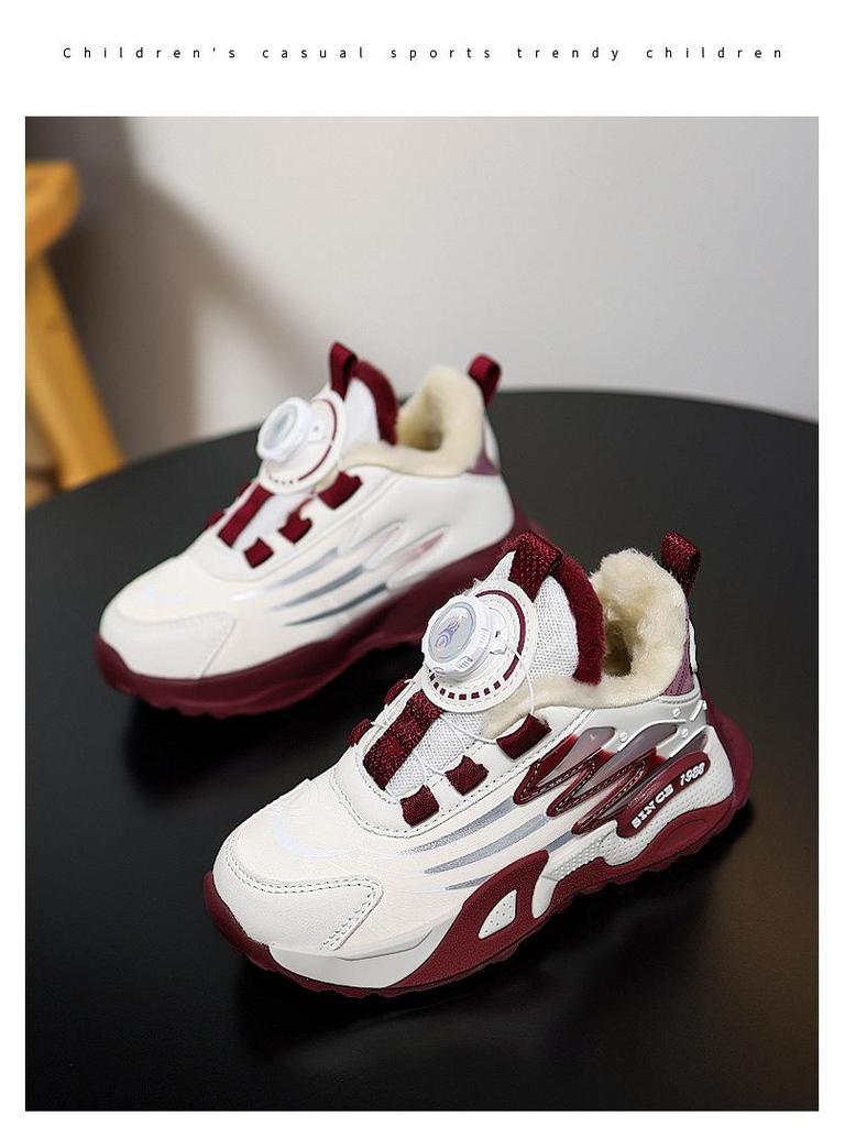 Wasserdichte Leder-Sportschuhe für Mädchen mit Drehverschluss - Leichte Herbst-/Winter-Laufschuhe