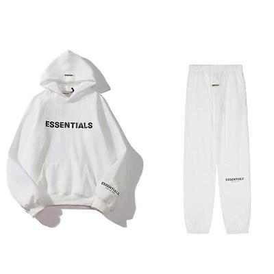 3D Silicone Letter Flocking Print American Sweater Jacket + Pants Casual Suit for Men and Women Less