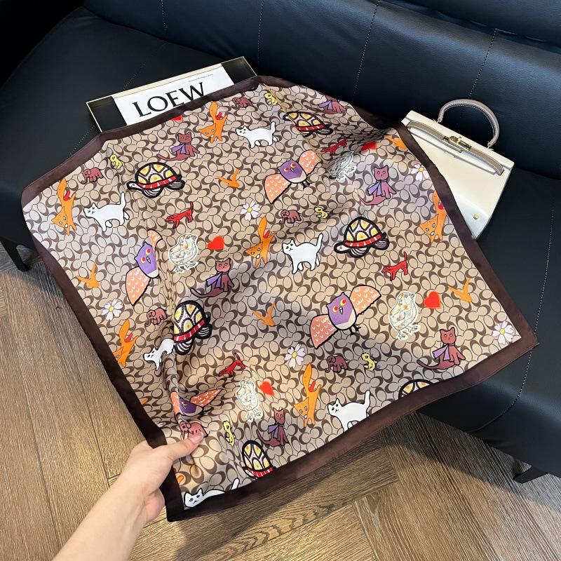 New silk scarf women's fashion versatile high-end small square scarf Korean version neck protection scarf spring and autumn retro scarf binding bag