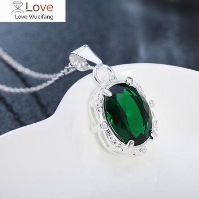 Vysoce kvalitní 925 ražený stříbrný ušlechtilý zelený krystalový přívěsek s diamantovým náhrdelníkem pro ženu, módní párty šperky, vánoční dárky