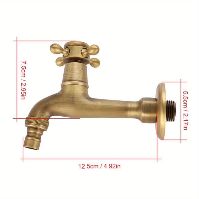1 PC Vintage Solid Brass Single Handle Faucet for Washing Machine Wall Mounted Water Tap