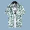 Set Coordinato da Uomo Casual a Maniche Corte Floreale Hawaiano ad Asciugatura Rapida e Pantaloncini da Spiaggia