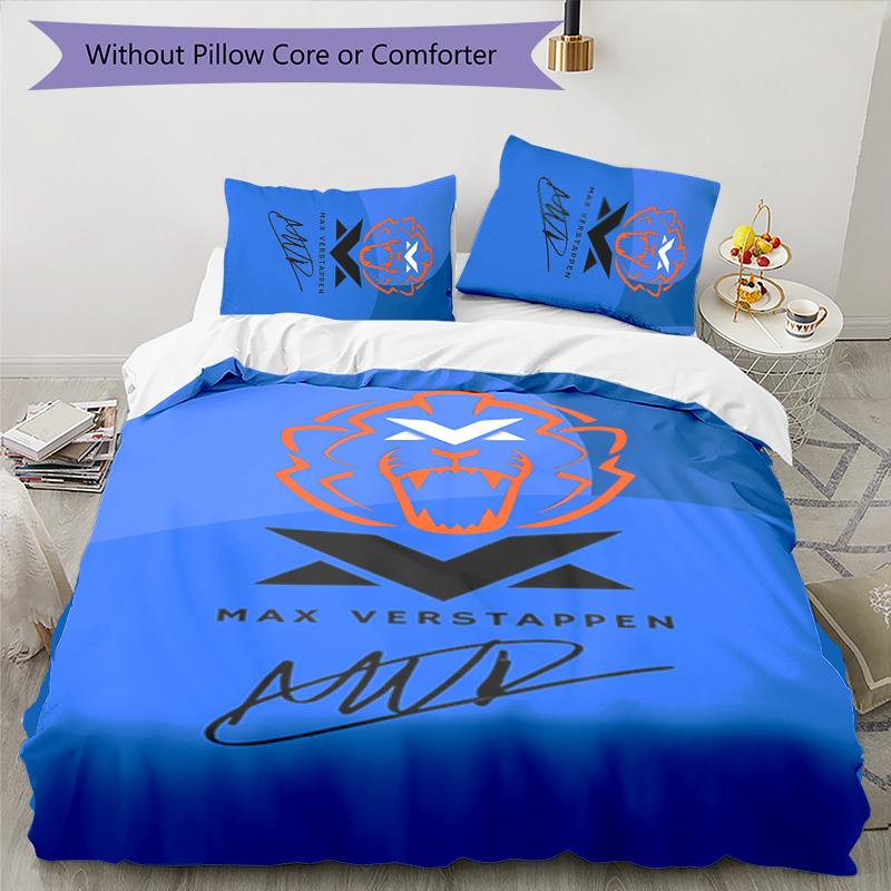 3pcs Racing Driver M-Max Verstappen Themed Duvet Cover Set, Includes 1 Duvet Cover and 2 Pillowcases,Skin-Friendly&Comfortable Fabric,Suitable Bedding