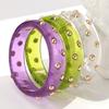 Adjustable Resin Bangle Bracelet Glitter Statement Bracelet Vintage Metal Studded Bangle  Women
