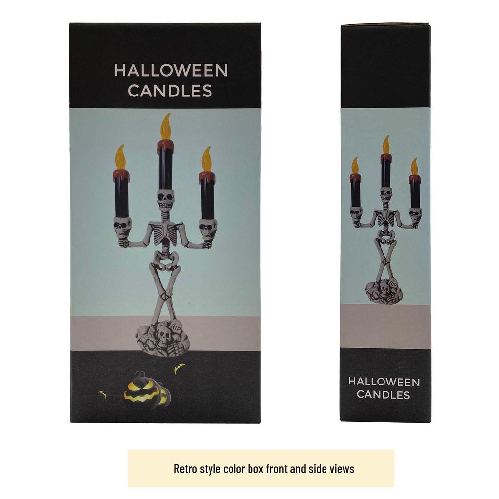 Halloween Skeleton LED Candle Lamp: Spooky Festival Skull Ornament & Pumpkin Decor