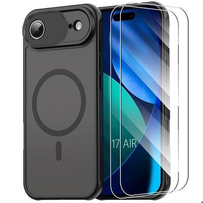 Schutzhülle - BOOLING - für iPhone Air - mit Magnetring Kameraschutzfolie - Schwarz - 2 Glas