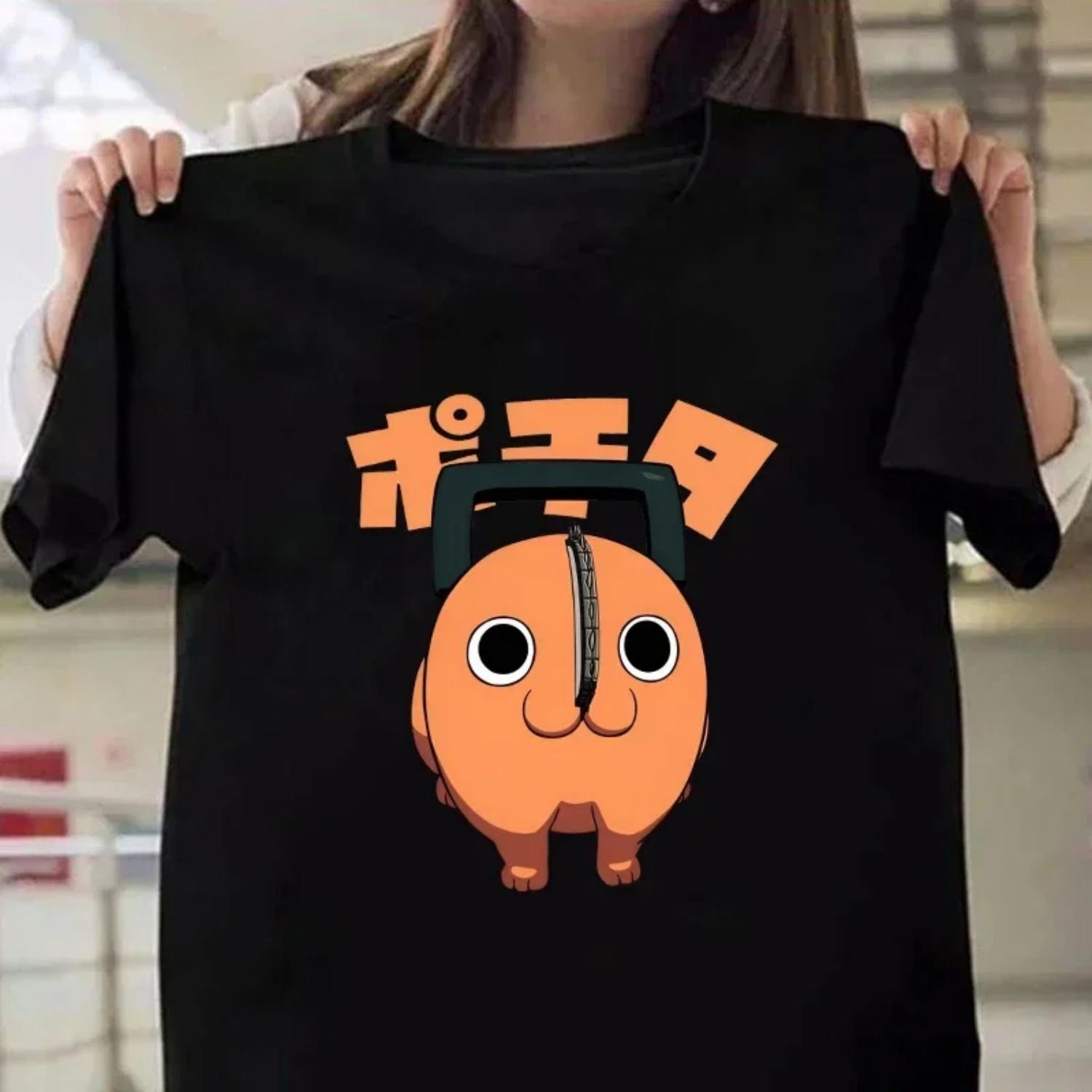 

Fun Pochita Printed T-shirt Women s Loose Short Sleeve Round Neck Top Women s Casual Shirt T-shirt Anime T-shirt XXXXXL чорний