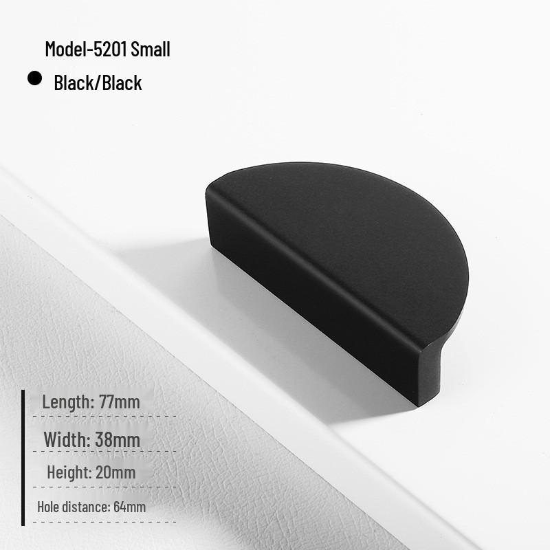 Nordic Style Black Semicircle Aluminum Alloy Cabinet & Wardrobe Handles