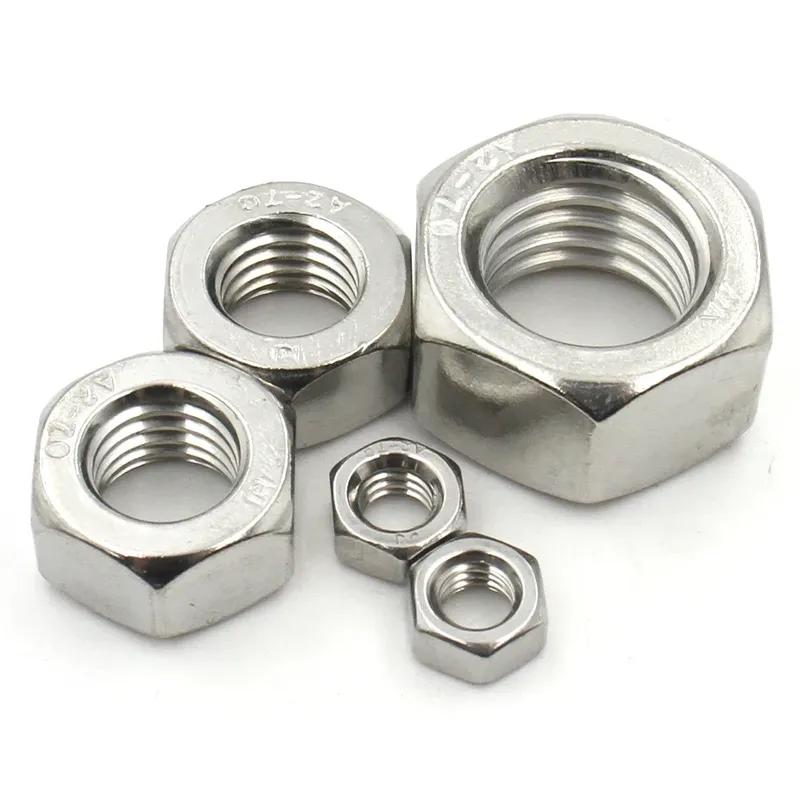304 Stainless Steel 1/2/5/10/20/25/50 pcs M1 M1.2 M1.4 M1.6 M2 M2.5 M3 M3.5 M4 M5 M6 M8 M10-M36  Hex Hexagon Nuts DIN934 Metric