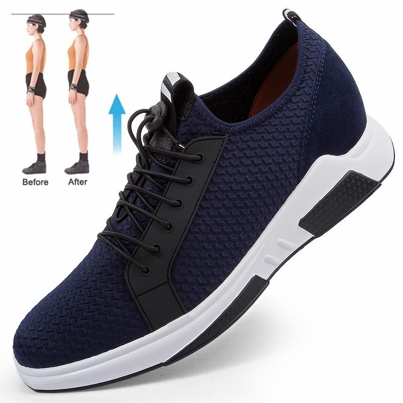 FUQIAO Men Lift Sneakers Summer Breathable Man Sports Elevator Shoes Height Increase Shoes Insole 7-8cm Fashion Casual Shoes