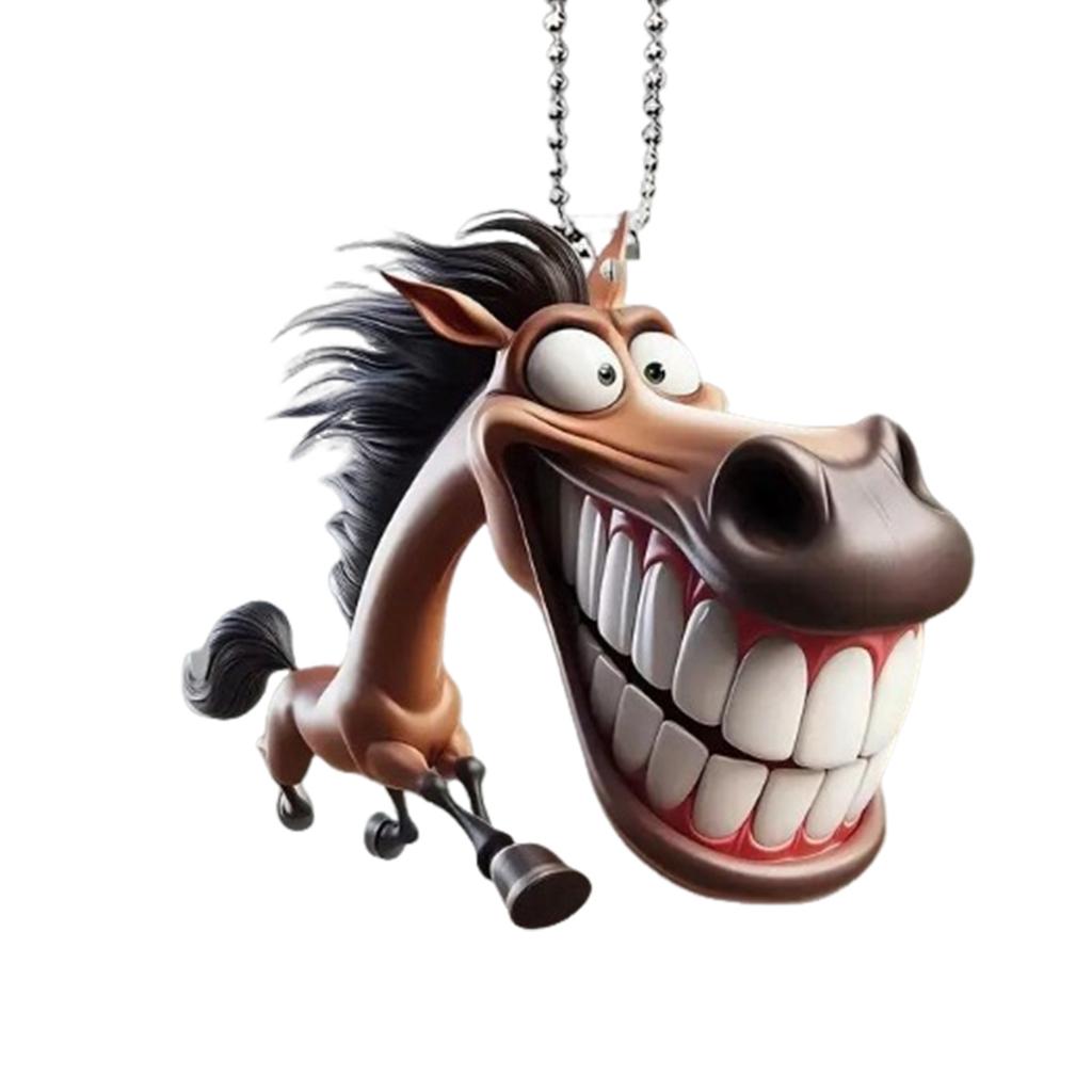 Unique Acrylic Horse Pendan Big Mouth Horse Ornament for Home Car Decor Eye Catching Design Ideal Gift for Animal Lovers