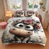 3pcs Anime Hippo Floral Bedding Set - Includes One Quilt Cover and Two Pillowcases (No Core) - Polyester Fabric, Perfect for Bedroom and Gue