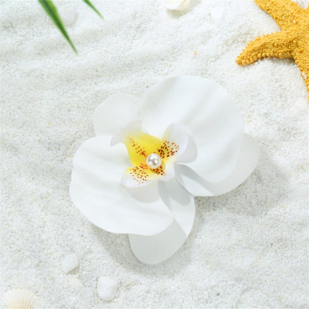 Korean Style Orchid Flower Hairpin Pearl Duckbill Clip Elegant Seaside Vacation Headwear  Daily