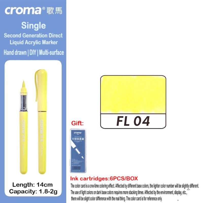 Croma 160/1 Farben Nachfüllbares Direktflüssig-Acrylmarker-Set mit Weicher Spitze, Waschbarer Aquarellpinsel Schulausstattung