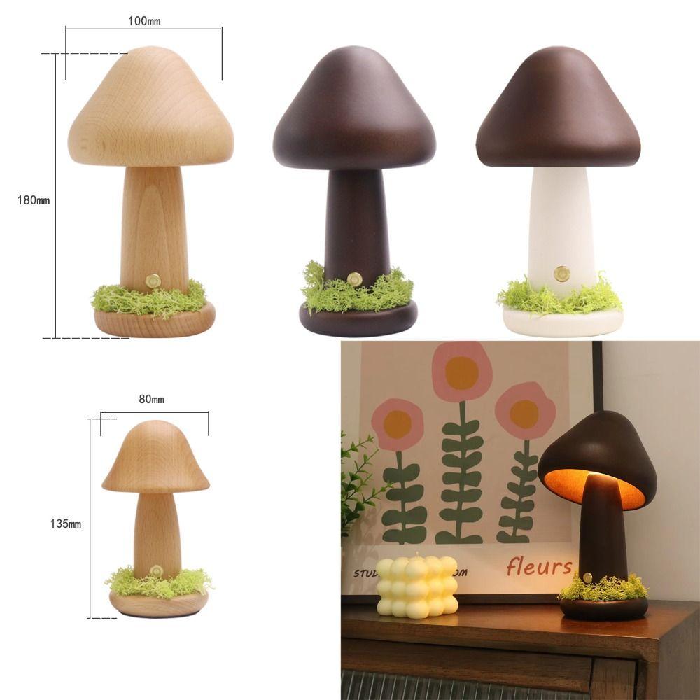Beech Wood Twisted Mushroom Nightlight Touch Switch Decorative Atmosphere Light  Bedroom