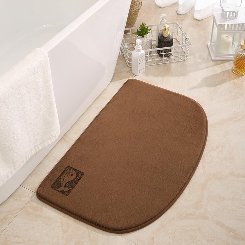 Inyahome Light Blue Cute Bathroom Mat Half Round Memory Foam Floor Rugs  Non-Slip Highly Absorbent Inside Funny Entryway Carpet