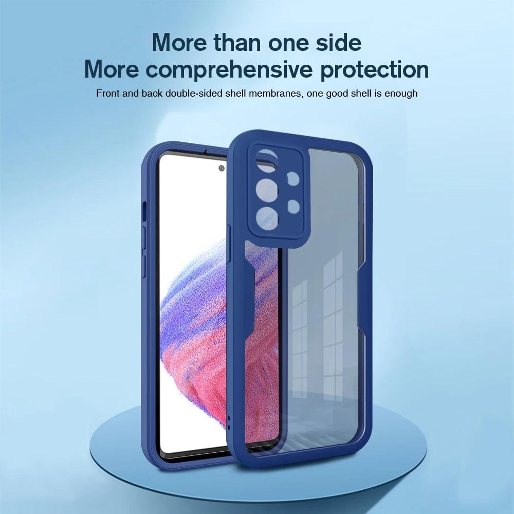 Lyxigt 360 Helskärmsskyddsfodral För Samsung Galaxy A54 A53 5G A34 A13 A52 A33 A51 A12 A52S A71 A32 Mjukt Silikon Stötfångarfodral