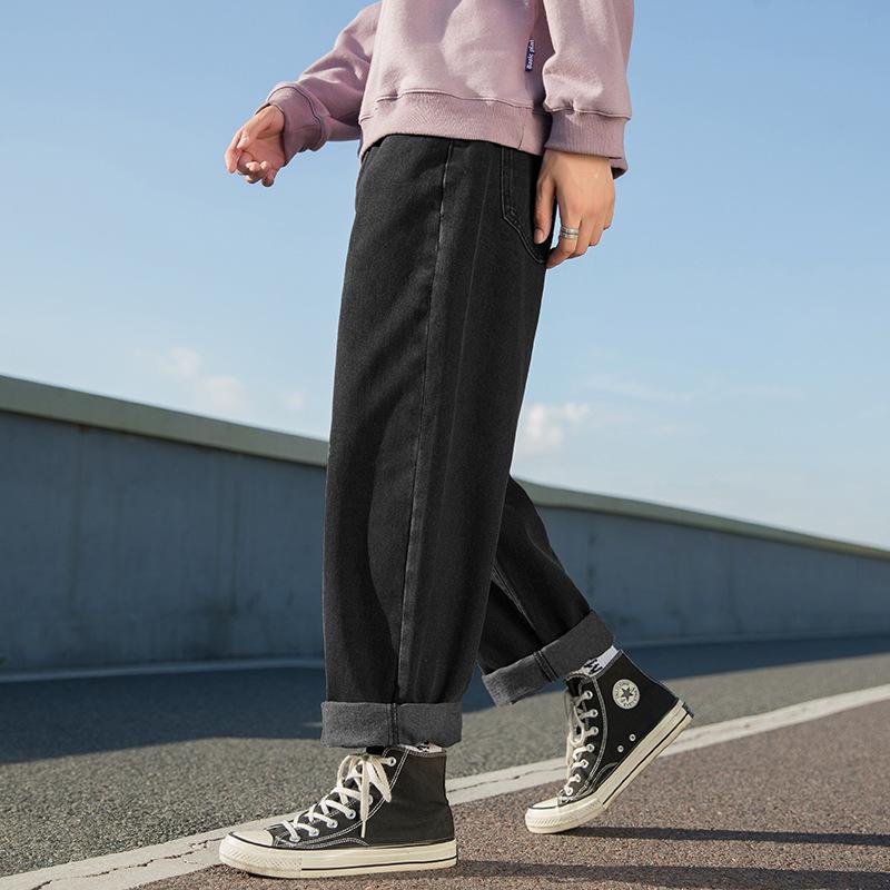 Xingang Style Men's Clothing, Spring New Solid Color Loose Jeans Men's Straight Washed Versatile Pants