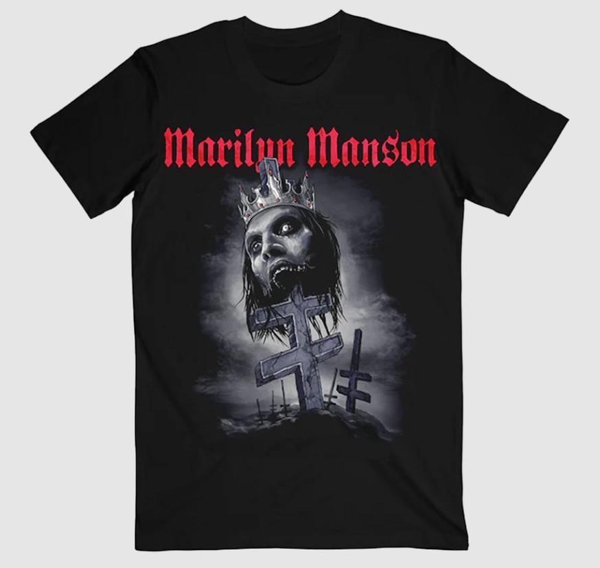 

Marilyn Mansion Impaled Double Cross Tee Size S-5XL Reprint Unisex T-Shirt S