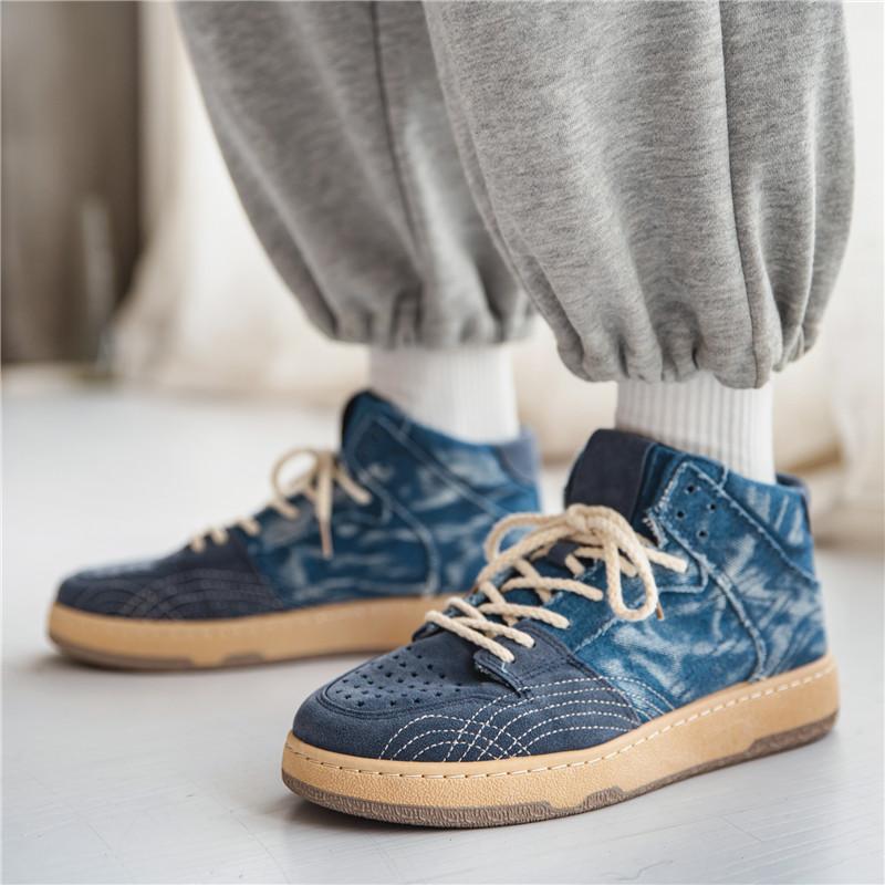 Spring Autumn Denim Casual Shoes Men Outdoor Fit Sneaker Male Flats Shoe Canvas High Top Botas Lace Up Ankle Boot Footwear