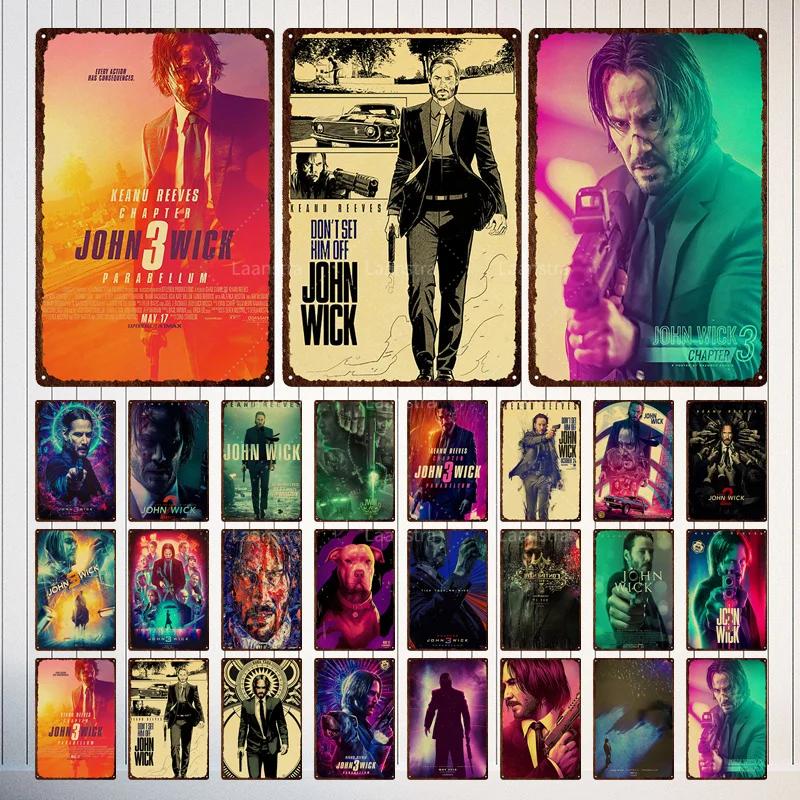 Vintage Movie Poster John Wick Poster Metal Sign Decorative Tin Painting Home Cafe Bar Kraft Poster Wall Sticker Decoration