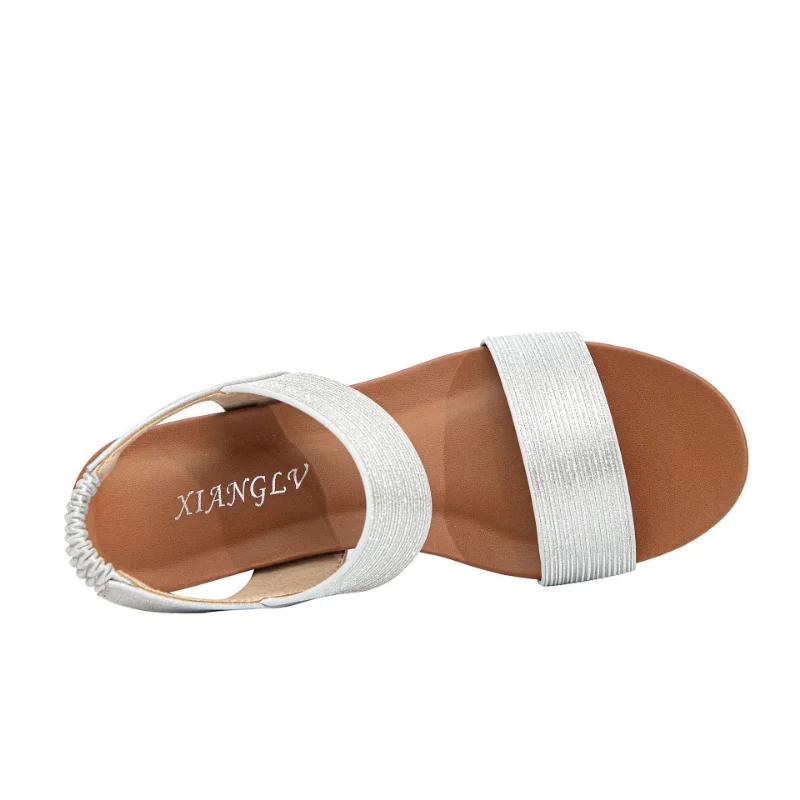 Mode Sandalen für Damen Sommer Keilabsatz 5cm Absatz Römische Slipper Sandalen Mode Damen Strand Freizeitschuhe Große Größe 36-42 Sandalias