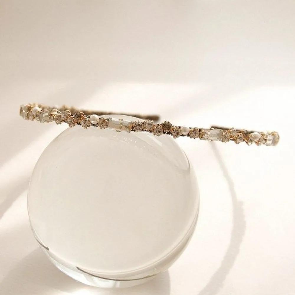 J Lauren Slim Cubic Pearl Grey Gold Hairband H01061