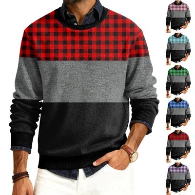 Men's Round Neck Long Sleeve Ribbed Knit Pullover
