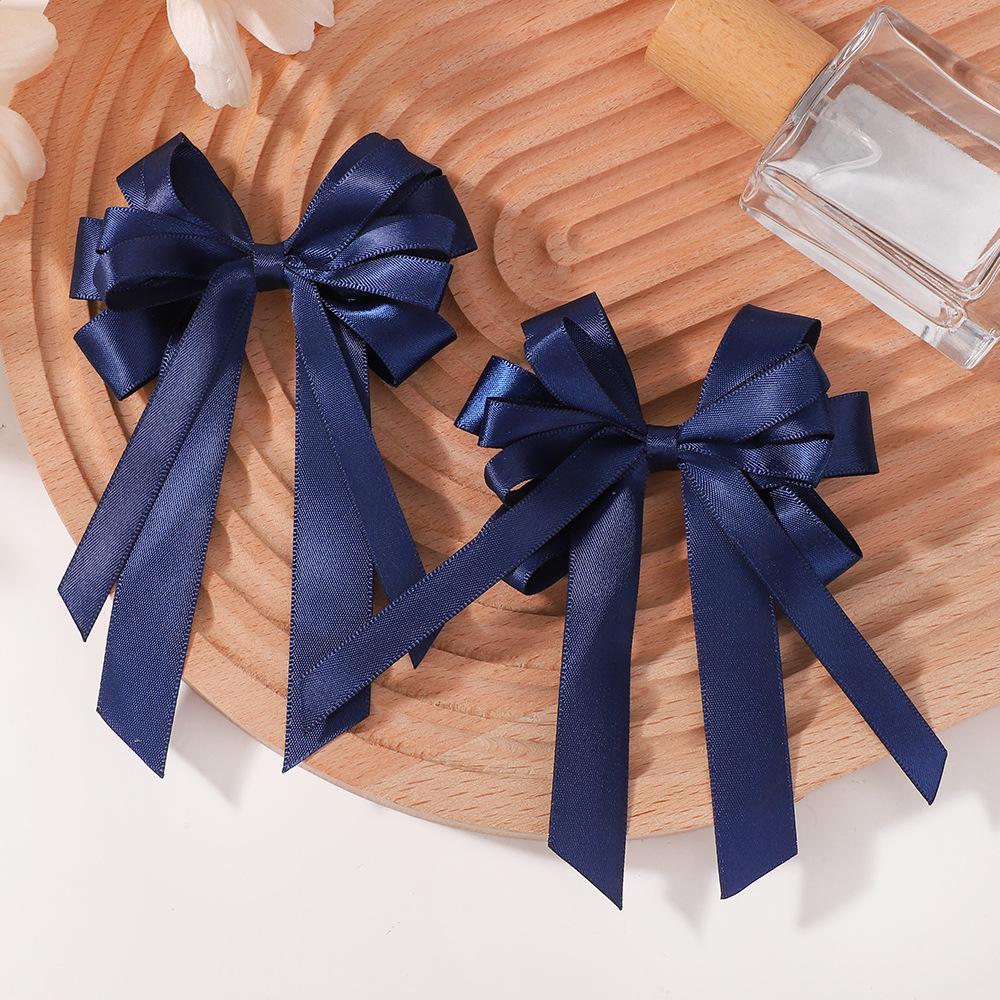 

1 Pair Navy Bow Hair Clips | Simple Festival Floral Hair Accessories, Woven, All-Season, Hair Accessories, Hair Clips, Hair Bow