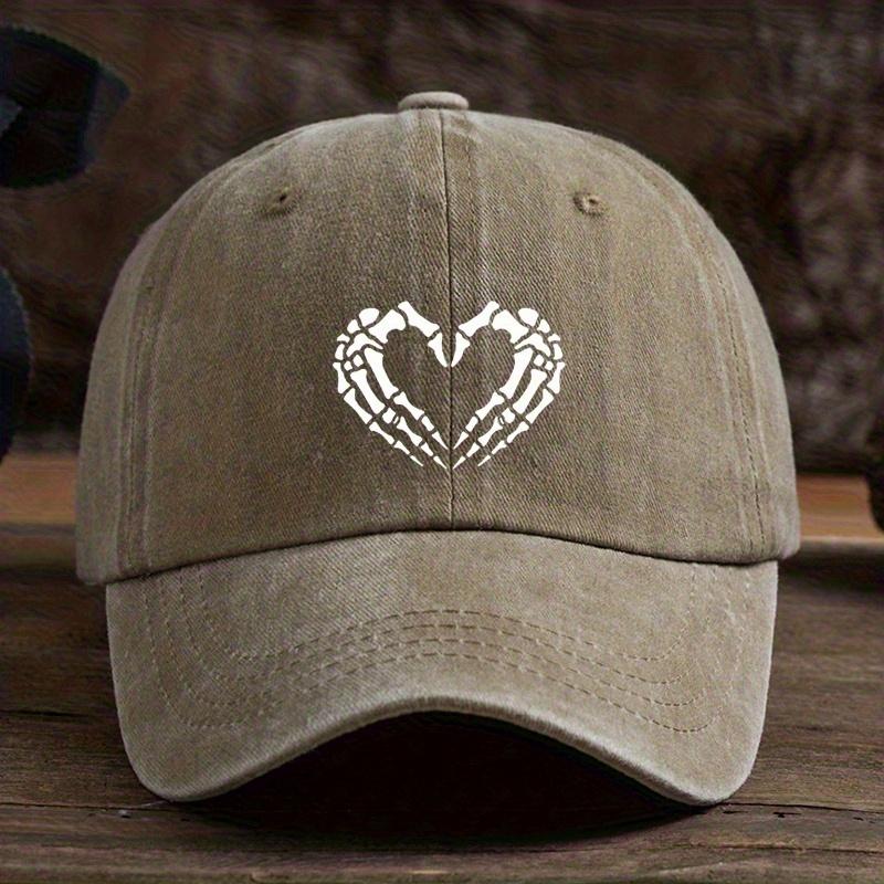 Heart-shaped Skull Hand-printed Baseball Hat Unisex Outdoor Fashion Versatile Peaked Cap Trend