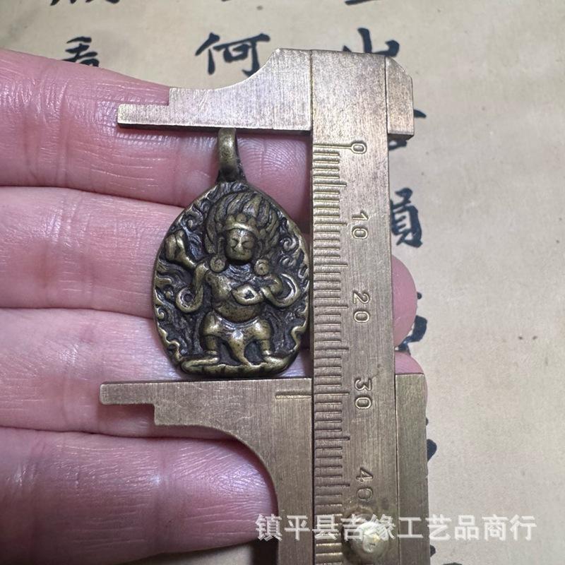 Starožitný mosazný držák v tibetském stylu Manjushri Náramek Přívěsek Ozdoba Budhistická korálková spona Boční závěsný doplněk