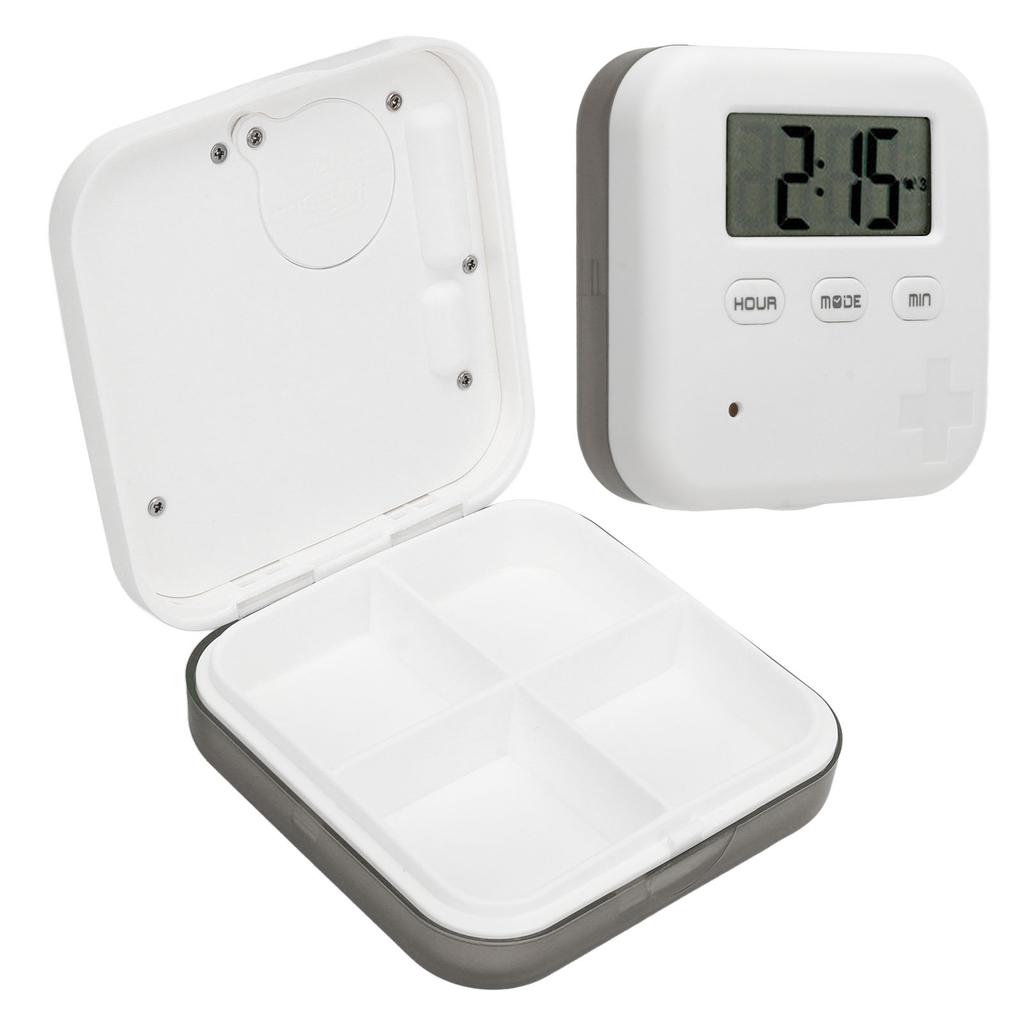 Portable Medicine Box with Timer Smart Medication   with   Vibration Reminder 4 Large Compartments Medicine Case