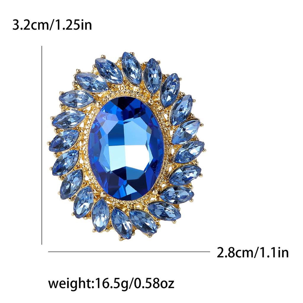 Broche Oval de Cristal con Girasol para Mujer Unisex Pines de Solapa Fiesta de Oficina Regalos para Amigos Accesorios
