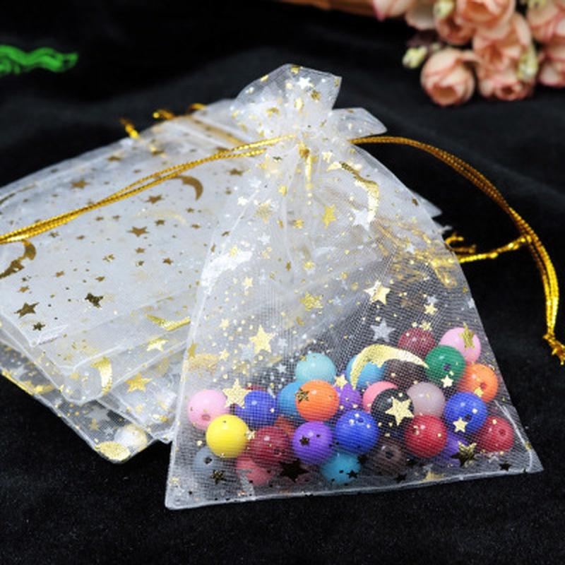 100pcs Glitter Jewelry Pouch Organza Bags Gift Packaging Bag Wedding Christmas Gift Bag Candy Bag
