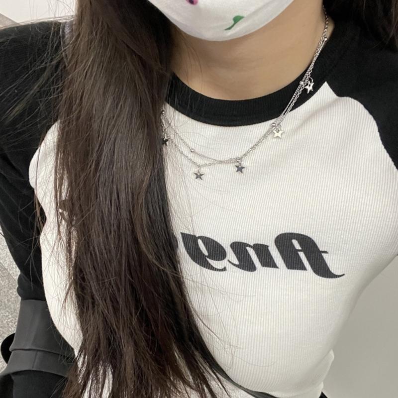 Collier Étoile Y2K Double Couche Collier Pendentif Étoile à Cinq Branches Choker Collier Pendentif Étoile à Cinq Branches pour Femmes