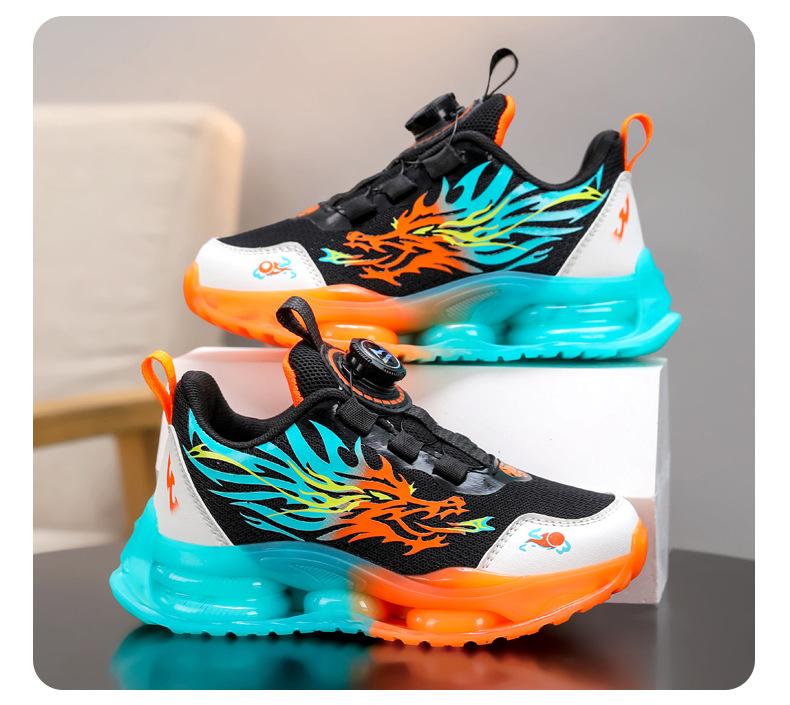 Breathable Mesh Children's Sports Shoes, Mid-to-large Kids' Rotating Buckle Non- Running Shoes