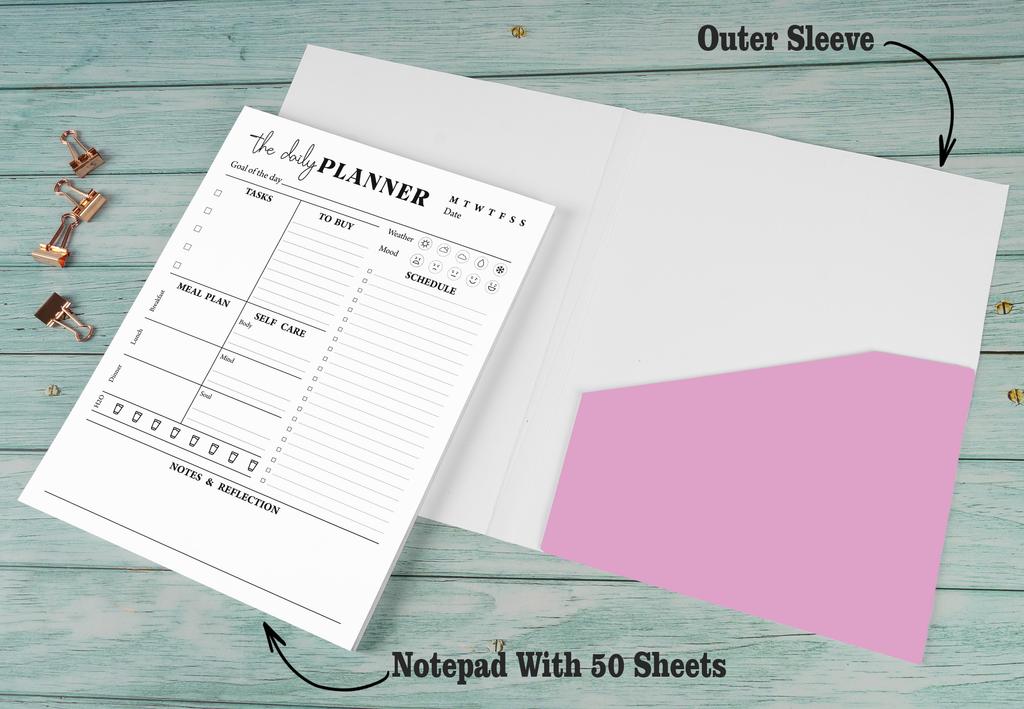 Inkdotpot Daily Planner Tear Off Pad, To-Do List Notepad- 50 Undated Sheets- Day Schedule Planner- Work Planner- Day Organizer Notepad