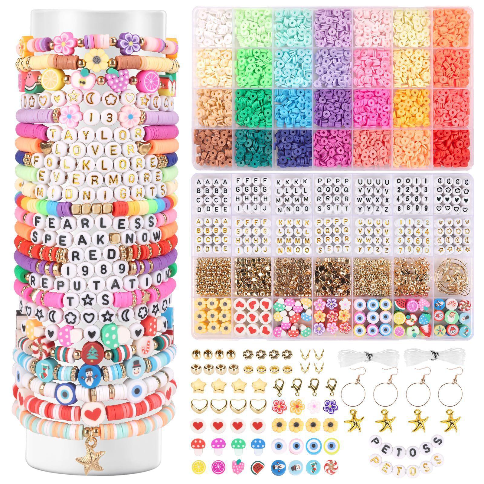 Детский набор бусин из риса на эластичной нити, набор бусин для рукоделия, набор букв, 28 цветов, 5000 шт. Набор для изготовления браслетов из мягкой глины