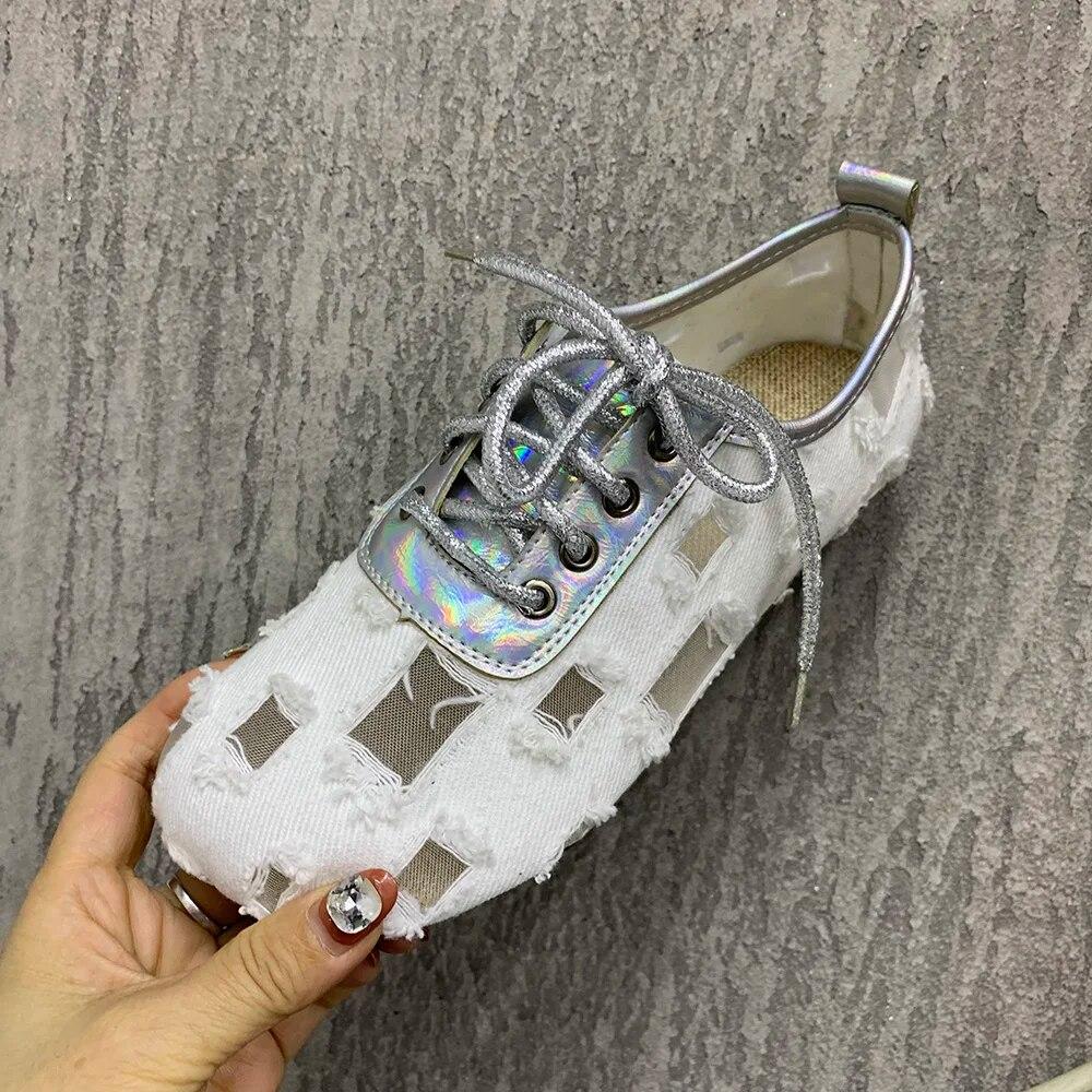 Sommer Damesko Pustende Casual Flats Sko Plus Size Snøresko Designere Sko