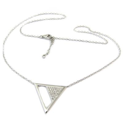 [P6894] - Silver Necklace 'Sissi' White Rhodium-plated Silver (triangle) - 20x20 Mm