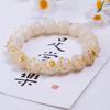 Women's Natural White Jade Charcoal-Grilled Bodhi Root Cat Paw Bracelet with Finger-Wrapped Prayer Beads