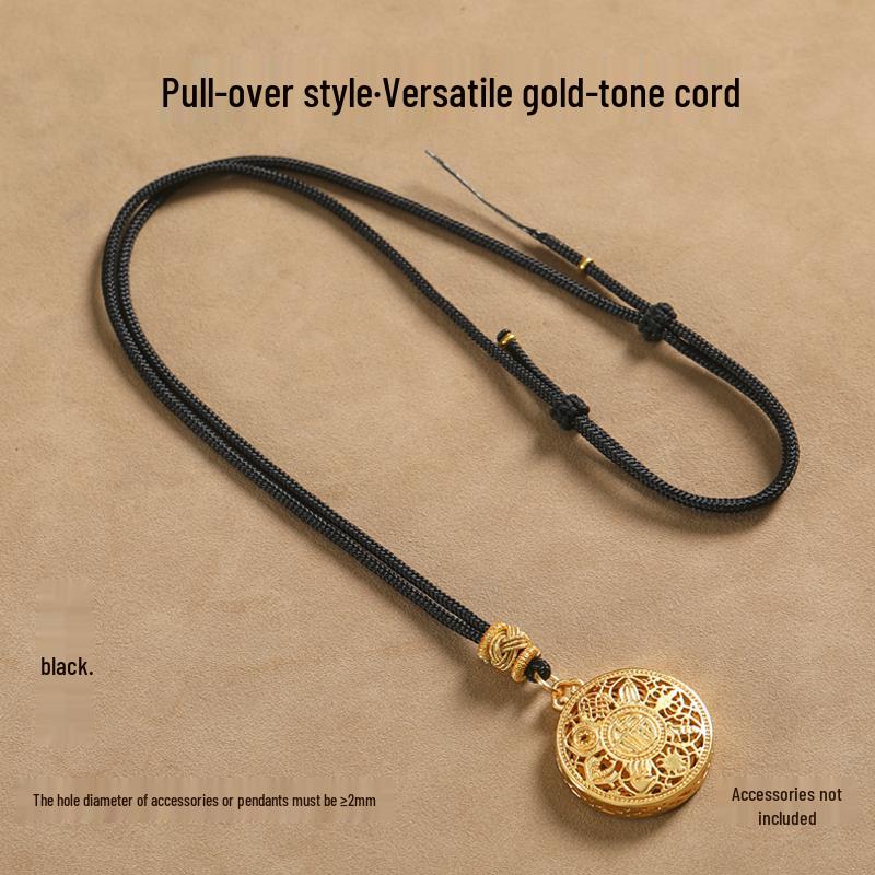 Hand-Woven Black Jadeite Gold Pendant Rope for Men & Women