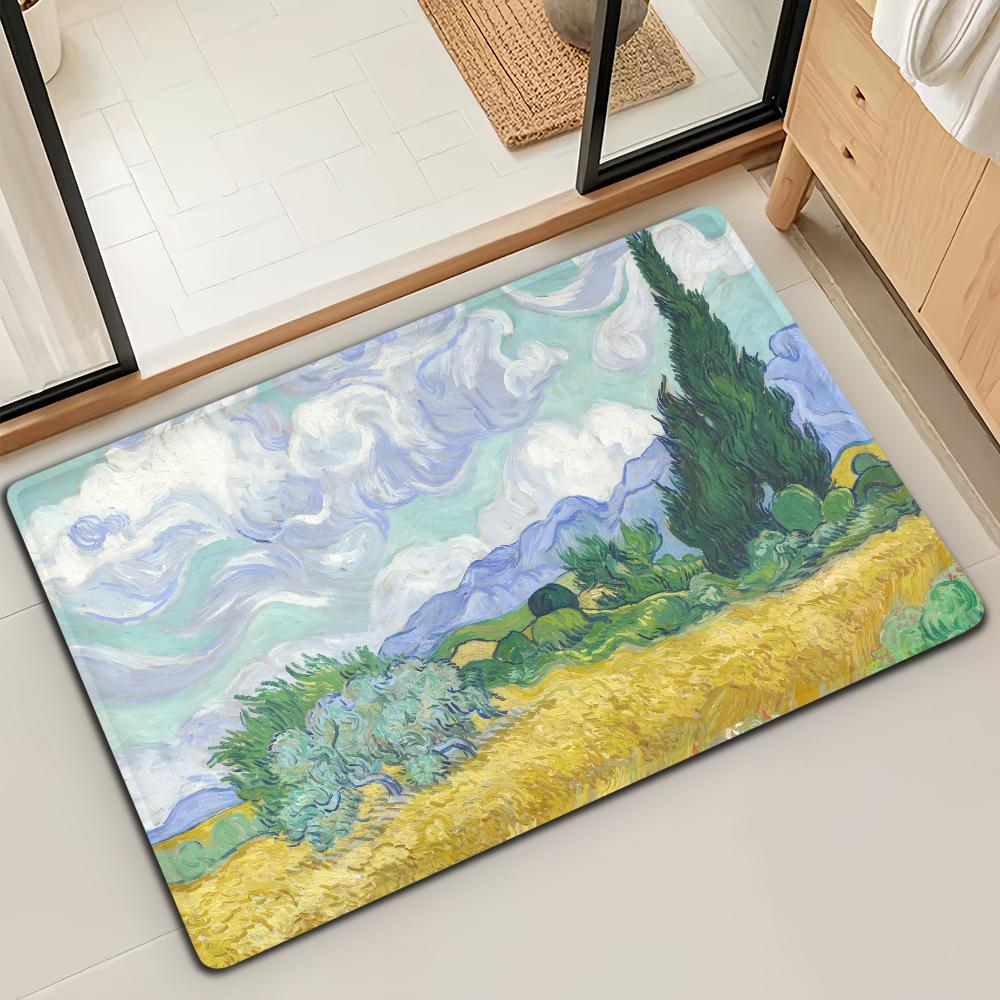 Felpudo de Puerta Alfombra de Piso Decorativa Versátil de Franela Secado Rápido Absorbente Suela Antideslizante Microfibra de Baño Pintura al Óleo Lotus M-Monet
